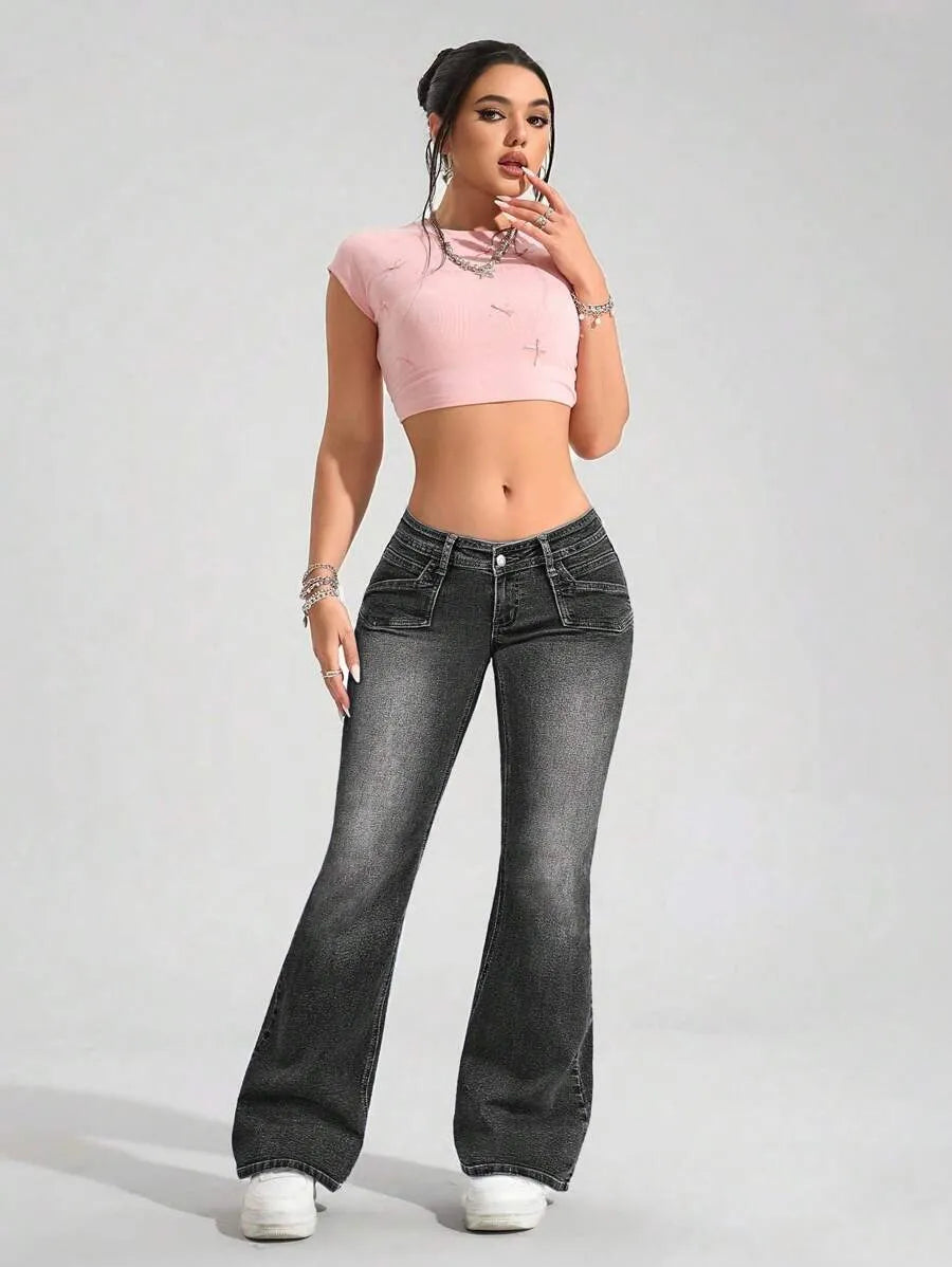 LOW RISE FLARED JEANS