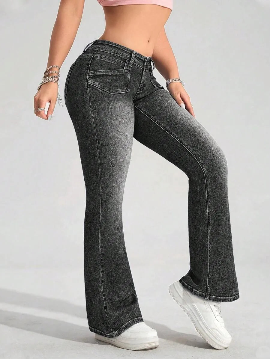 LOW RISE FLARED JEANS