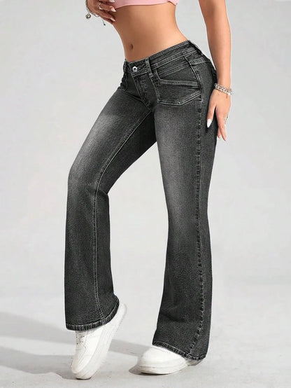 LOW RISE FLARED JEANS