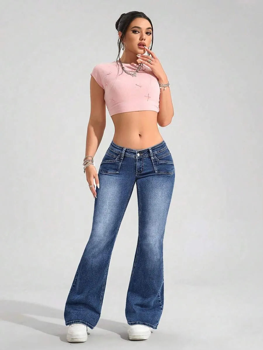 LOW RISE FLARED JEANS