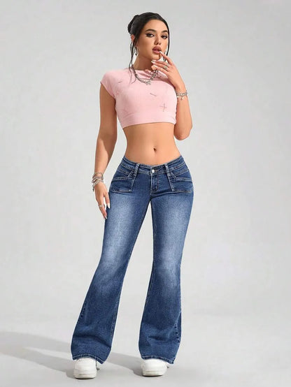LOW RISE FLARED JEANS