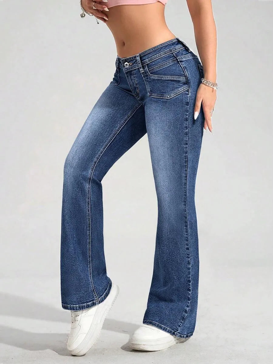LOW RISE FLARED JEANS
