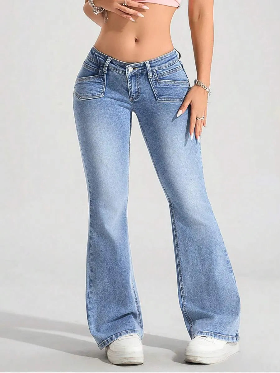 LOW RISE FLARED JEANS
