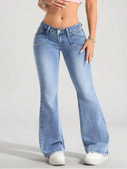LOW RISE FLARED JEANS