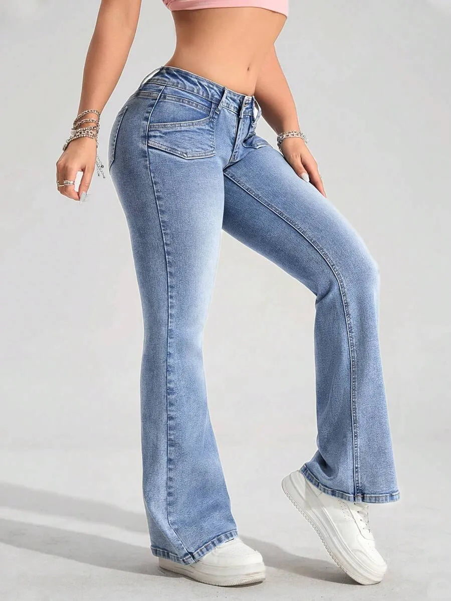 LOW RISE FLARED JEANS