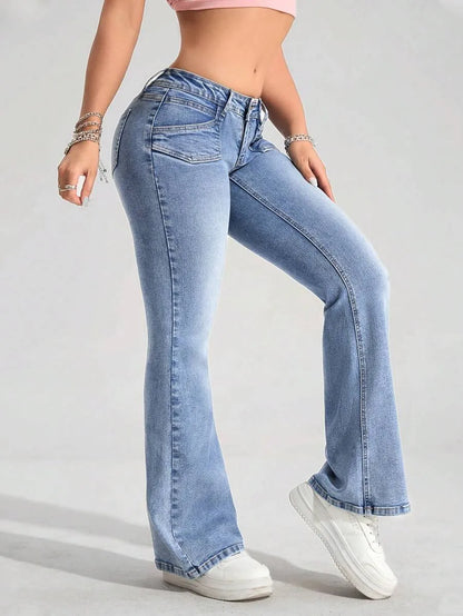 LOW RISE FLARED JEANS